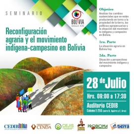 INVITACIÓN Seminario: Reconfiguración agraria y movimiento indígena y campesino en Bolivia