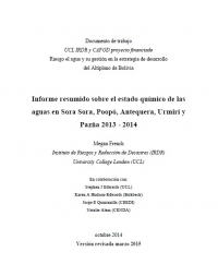 Informe resumido sobre el estado químico de las aguas en Sora Sora, Poopó, Antequera, Urmiri y Pazña 2013 -2014