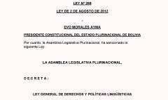 LEY N°269: LEY GENERAL DE DERECHOS Y POLÍTICAS LINGÜÍSTICAS
